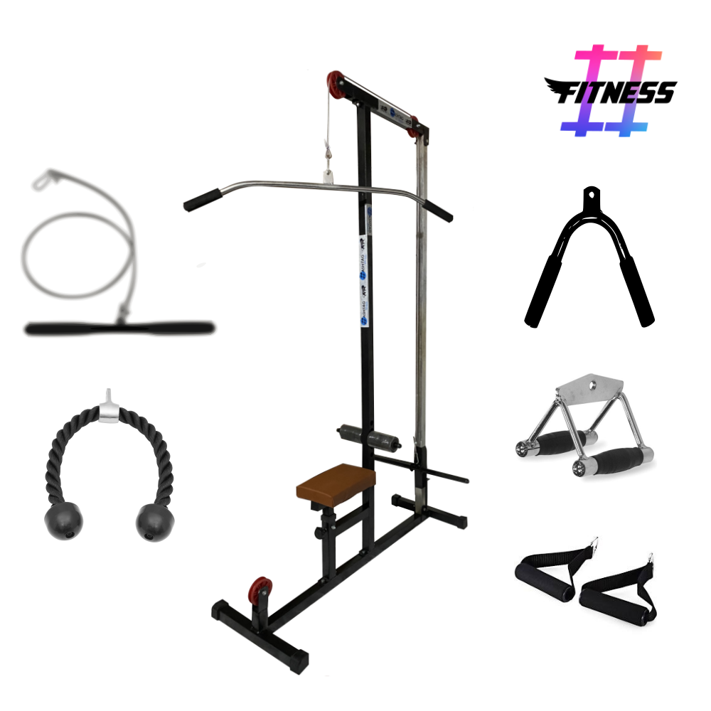 HASHTAG FITNESS Lat Pulldown Workout Machine with 5 accessories