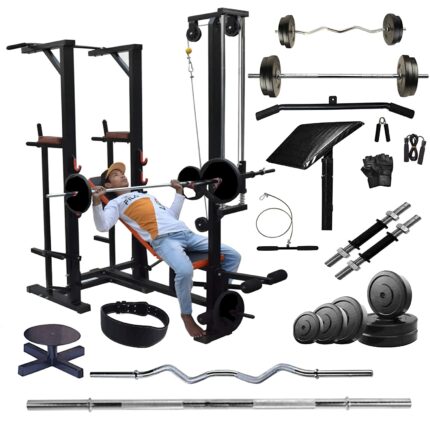 Hashtag fitness 100kg rubber weights with home gym abs tower 20 in 1 bench,  home gym equipments - Hashtag Fitness : Online gym equipments for home