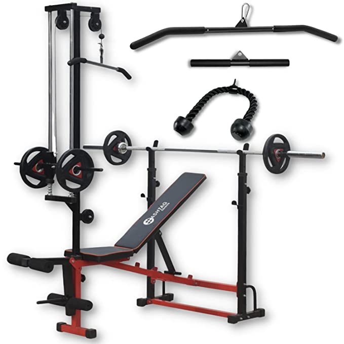 Hashtag Fitness 16in1 gym bench for home workout with latpull down machine gym  equipment set for home with adjustable barbell rack home gym equipments for  men - Hashtag Fitness : Online gym